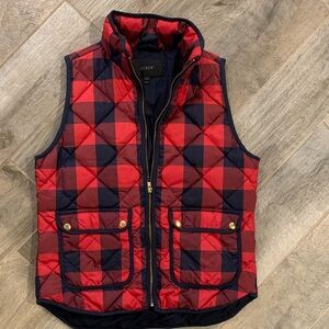 J. Crew Red and Navy Checkered Vest